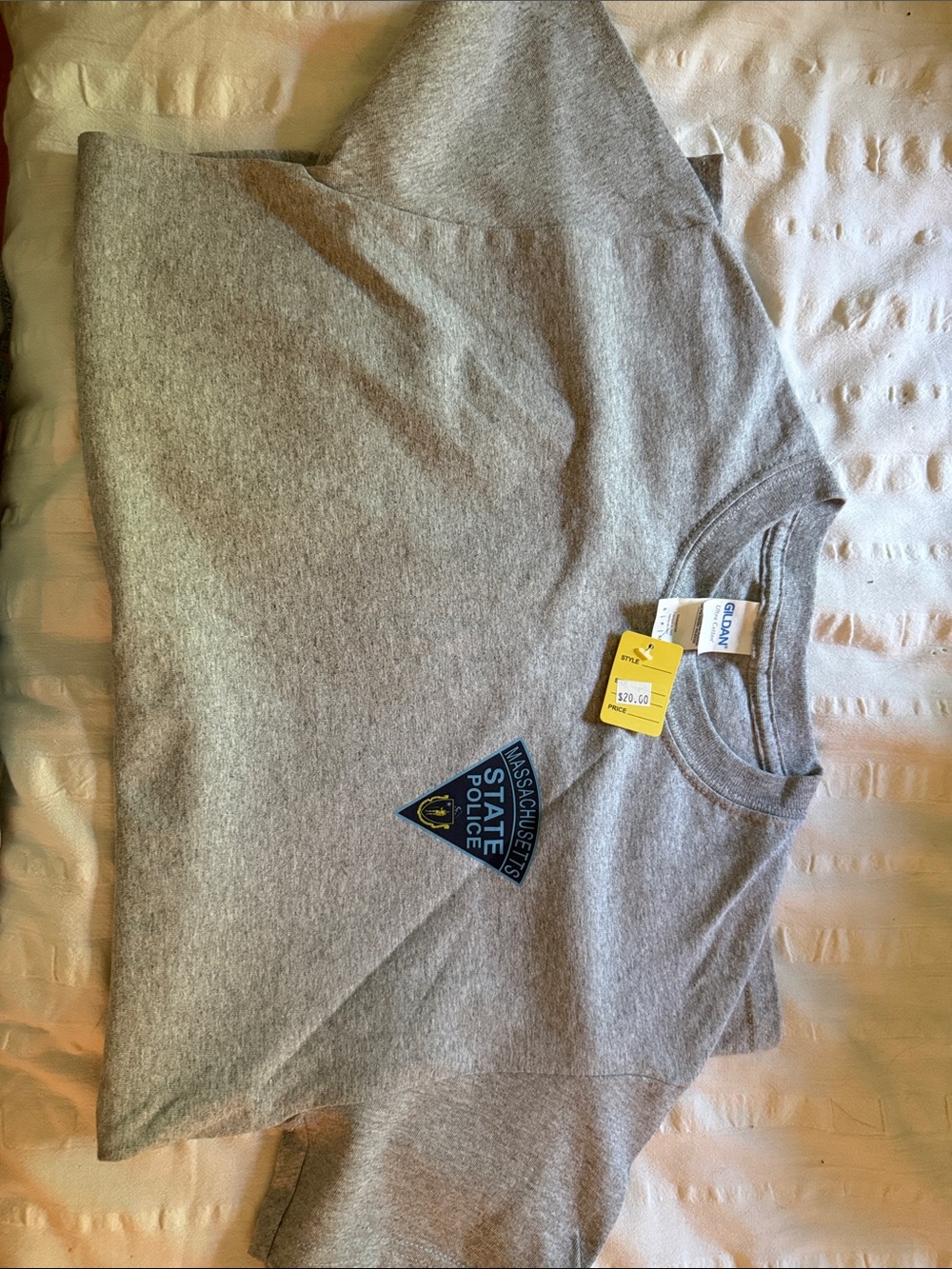 Gildan Gray Massachusetts State Police Short Sleeve Tee